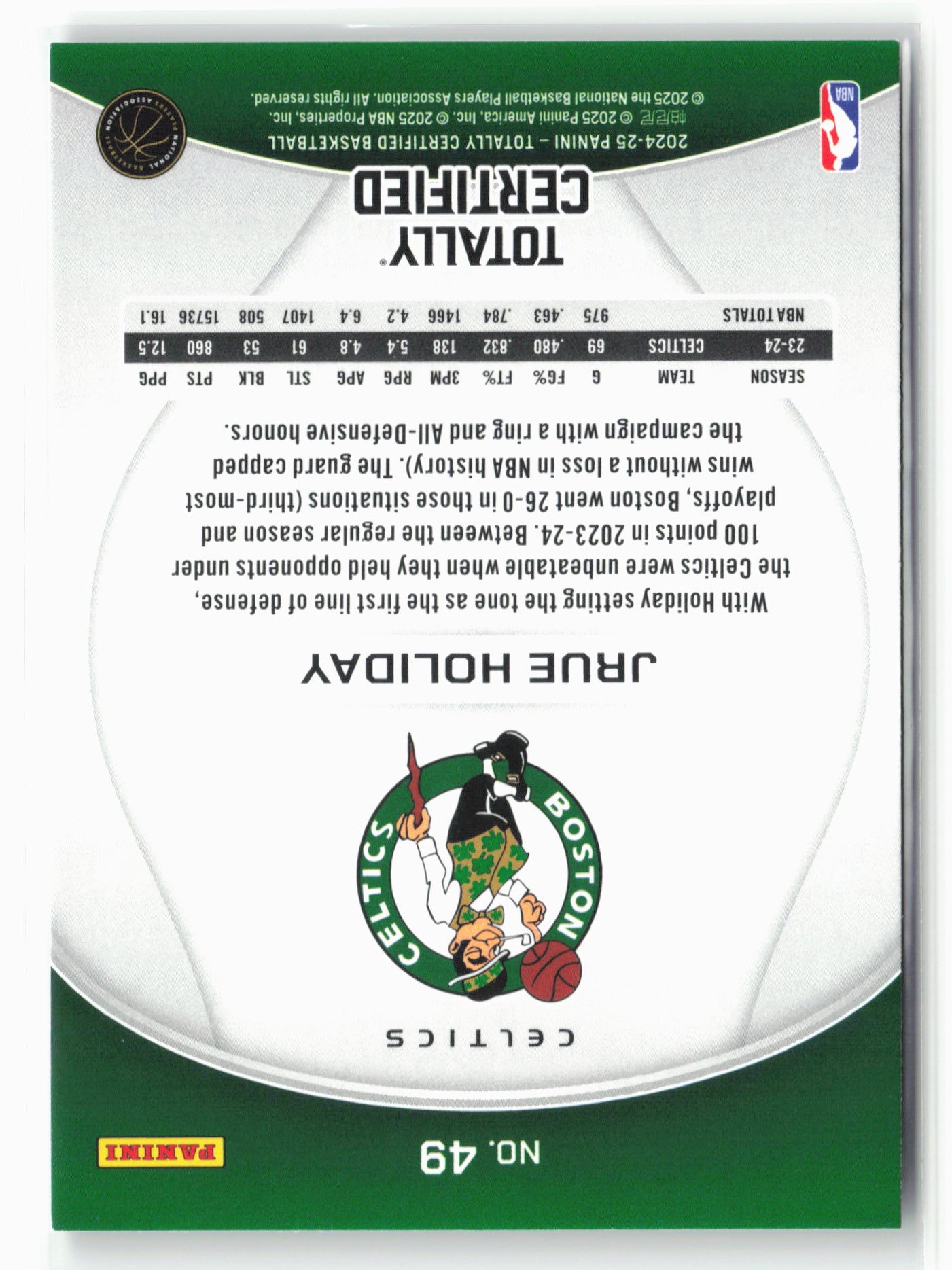 2024-25 Panini Totally Certified #49 Jrue Holiday