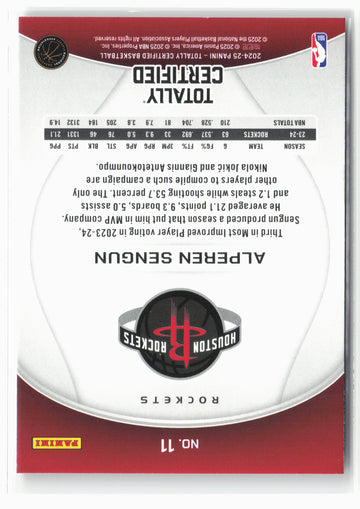 2024-25 Panini Totally Certified #11 Alperen Sengun Mirror