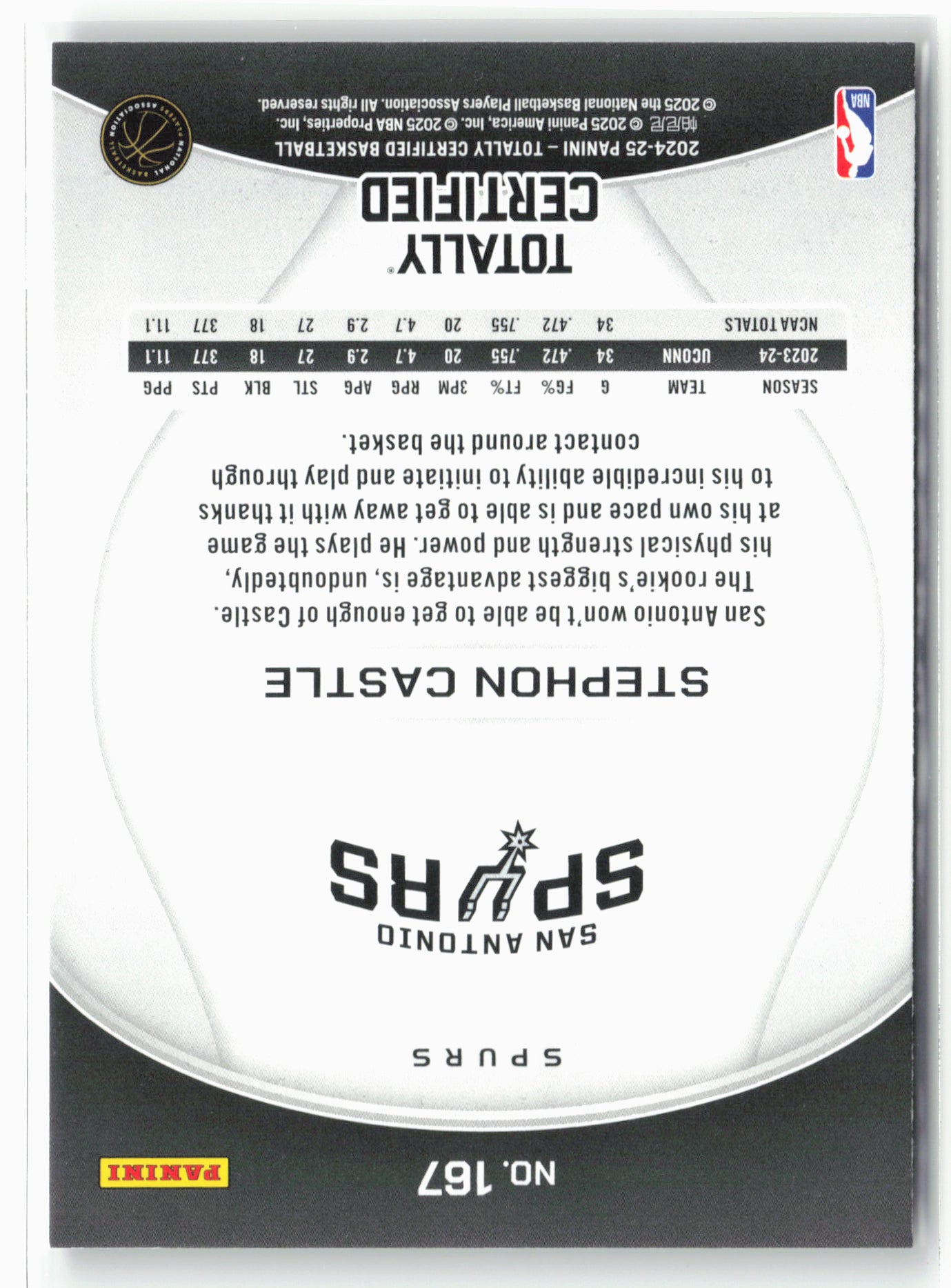 2024-25 Panini Totally Certified #167 Stephon Castle