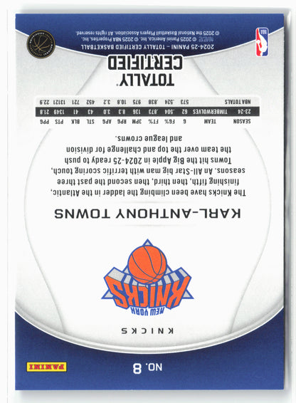2024-25 Panini Totally Certified #8 Karl-Anthony Towns NM
