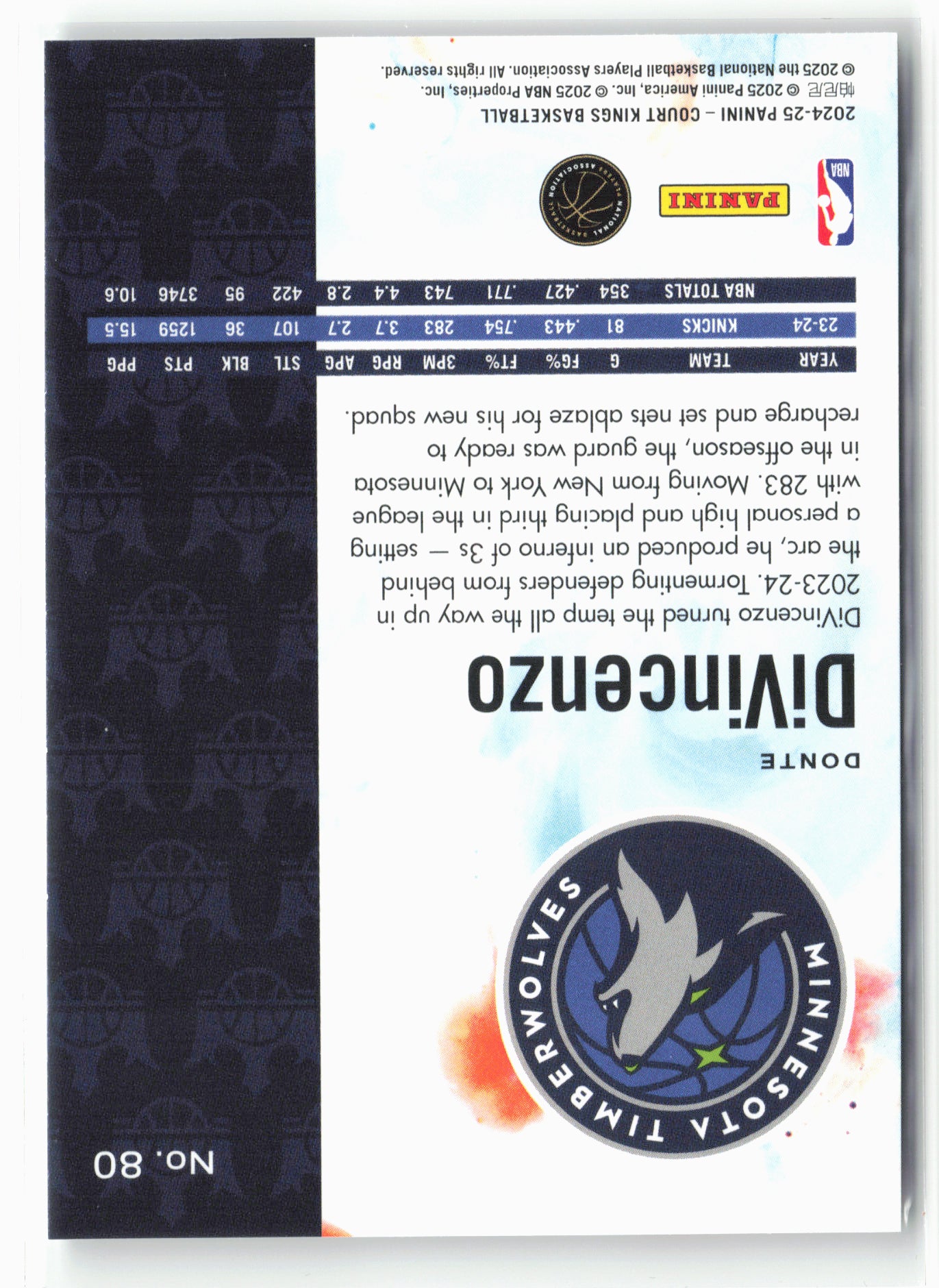 2024-25 Panini Court Kings #80 Donte DiVincenzo