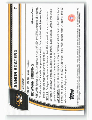 2024-25 Bowman University Chrome #7 Annor Boateng