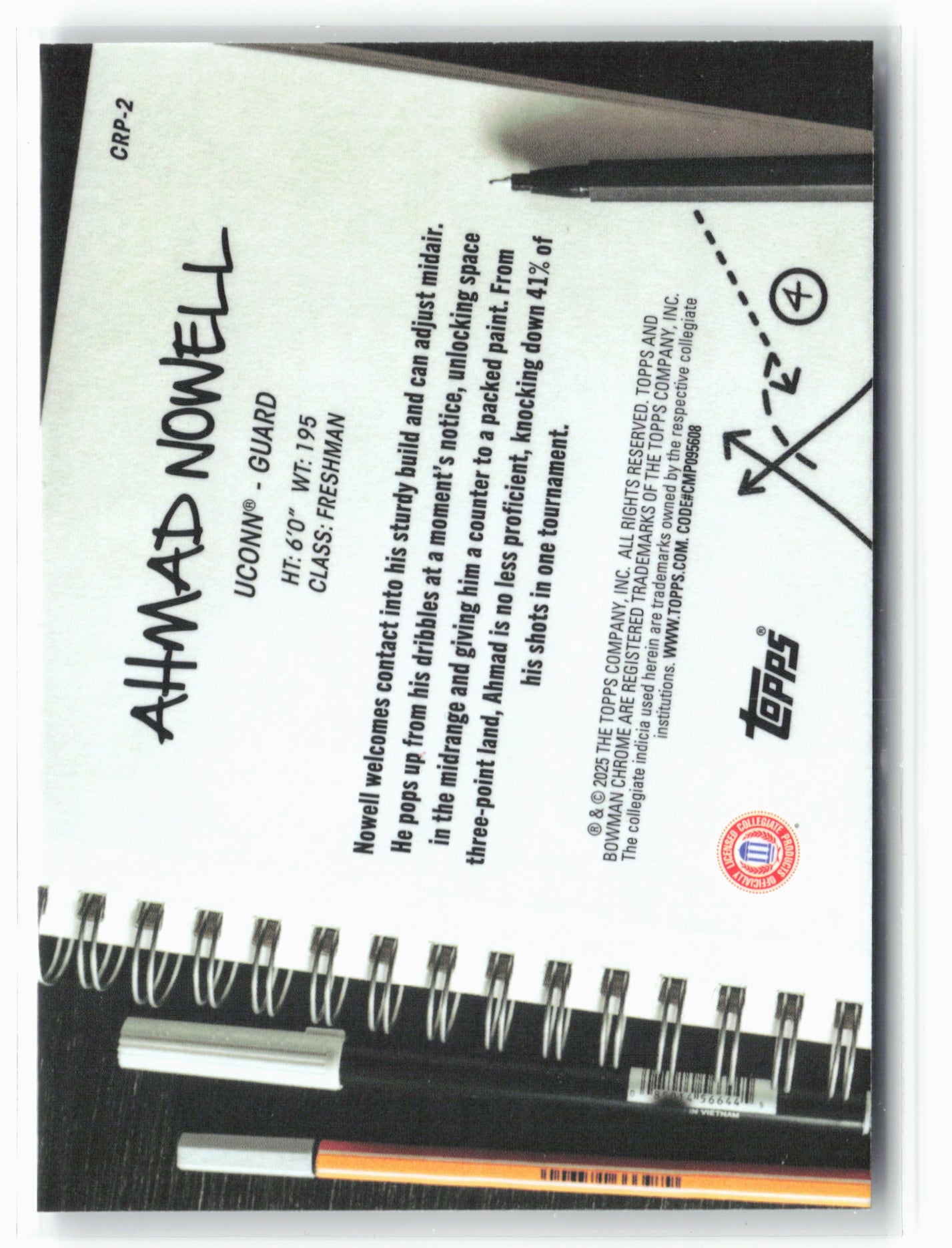 2024-25 Bowman University Chrome #CRP-2 Ahmad Nowell College Rule Playbook