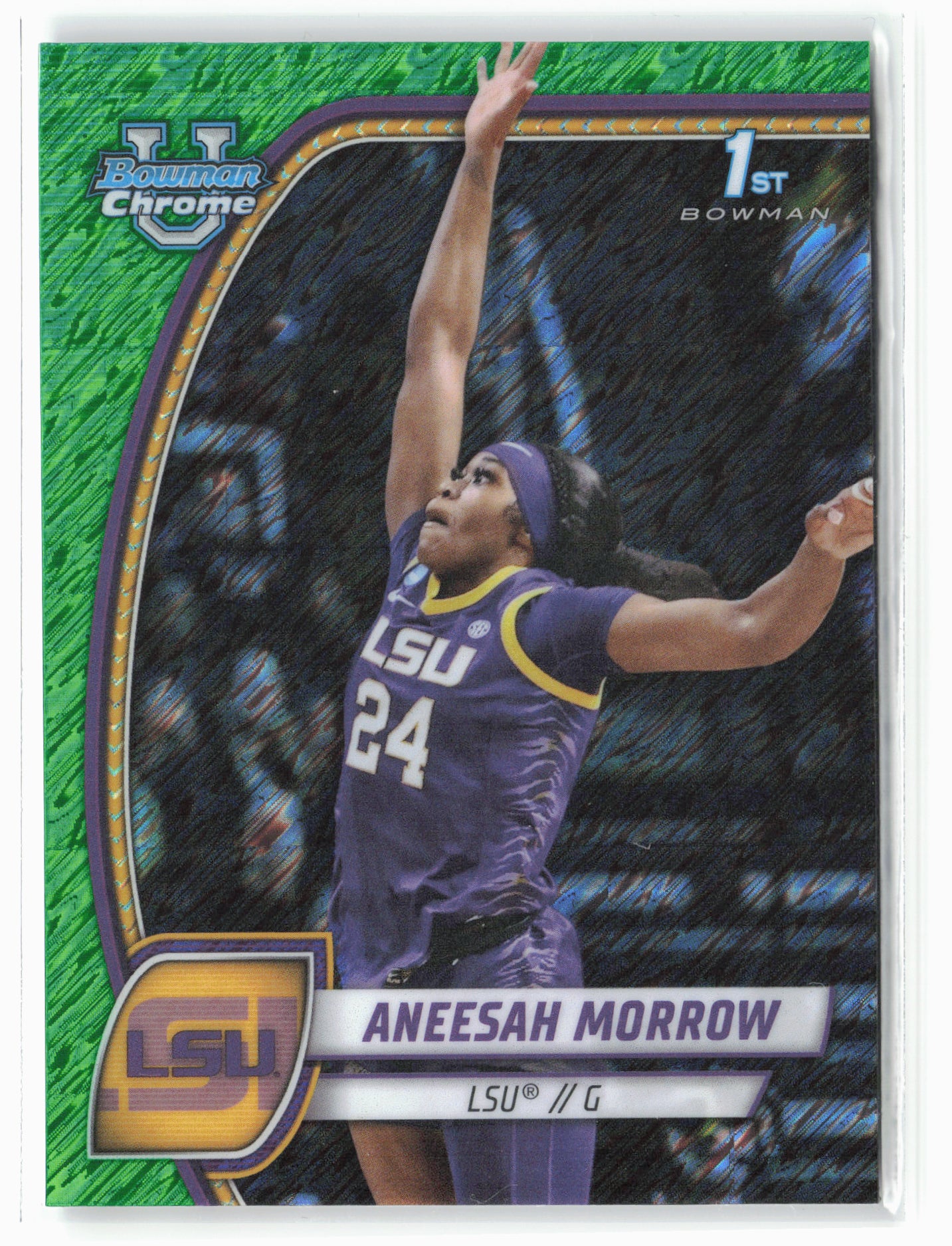 2024-25 Bowman University Chrome #6 Aneesah Morrow Green Shimmer Refractor