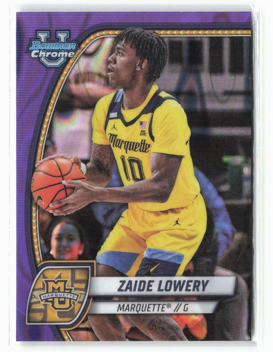 2024-25 Bowman University Chrome #90 Zaide Lowery Purple Lava Refractor