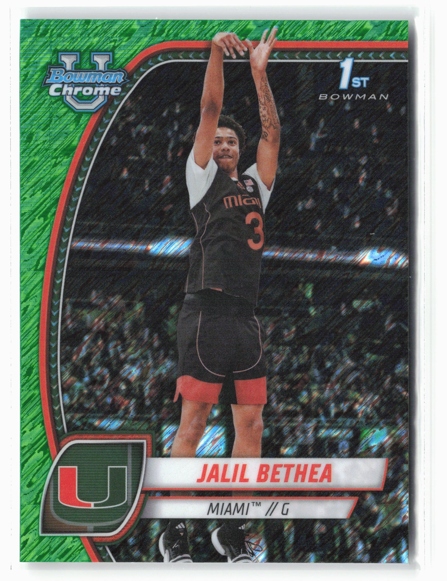 2024-25 Bowman University Chrome #28 Jalil Bethea Green Shimmer Refractor