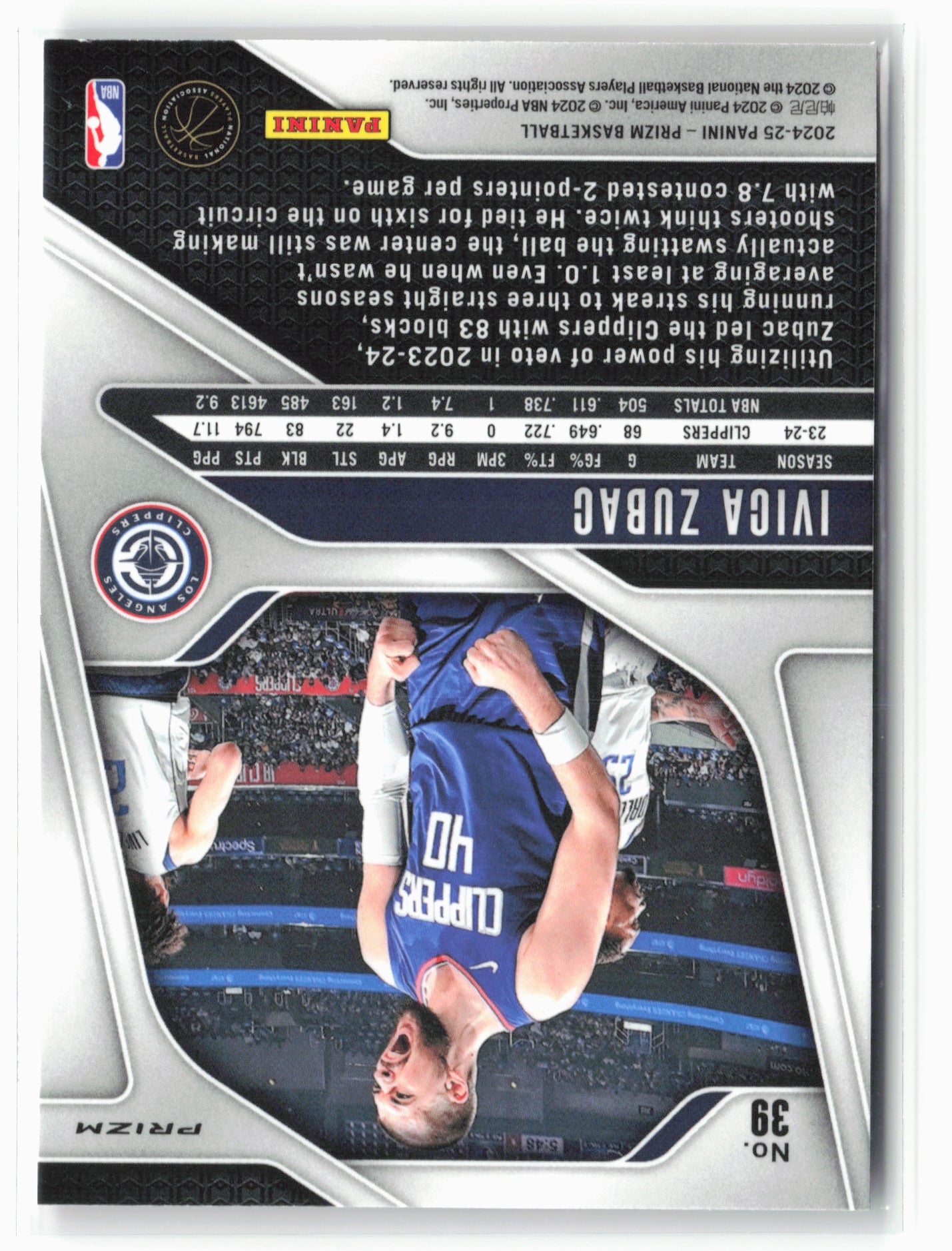 2024-25 Panini Prizm #39 Ivica Zubac Prizms Pink Ice