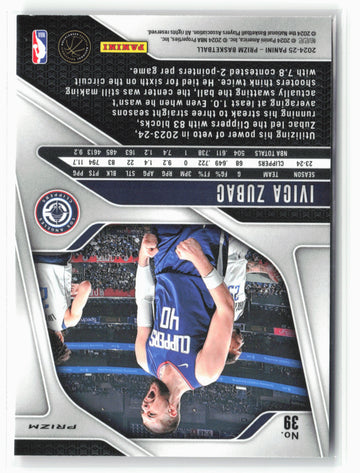 2024-25 Panini Prizm #39 Ivica Zubac Prizms Pink Ice