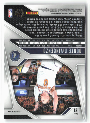 2024-25 Panini Prizm #51 Donte DiVincenzo Prizms Pink Ice