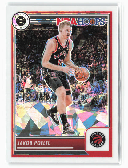 2023-24 Panini Premium Stock #122 Jakob Poeltl White Ice Prizm #/25