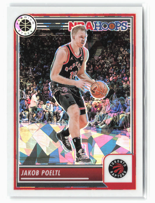 2023-24 Panini Premium Stock #122 Jakob Poeltl White Ice Prizm #/25