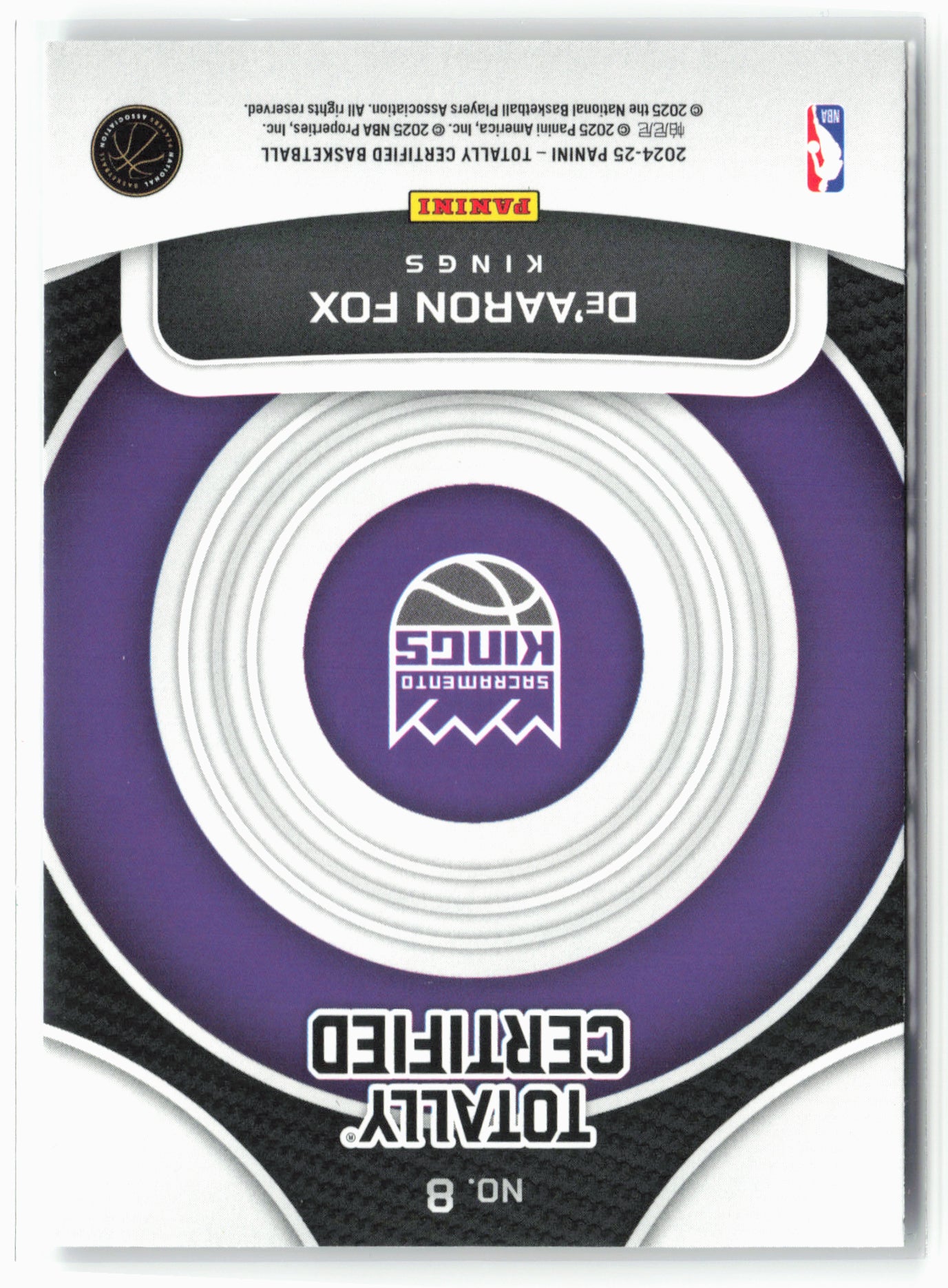 2024-25 Panini Totally Certified #8 De'Aaron Fox On Target