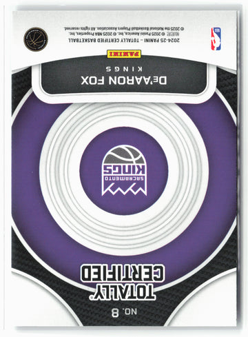 2024-25 Panini Totally Certified #8 De'Aaron Fox On Target