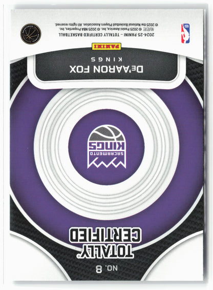 2024-25 Panini Totally Certified #8 De'Aaron Fox On Target