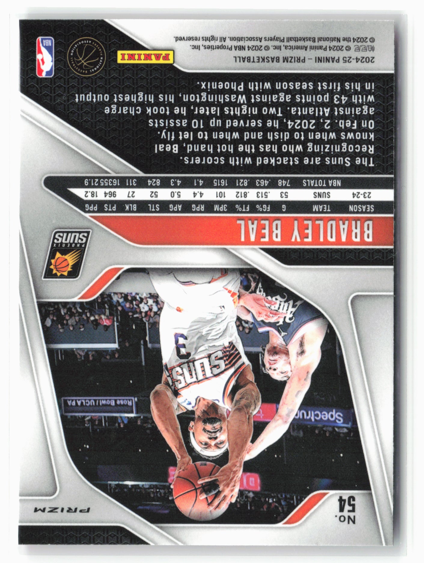 2024-25 Panini Prizm #54 Bradley Beal Prizms Pink Ice