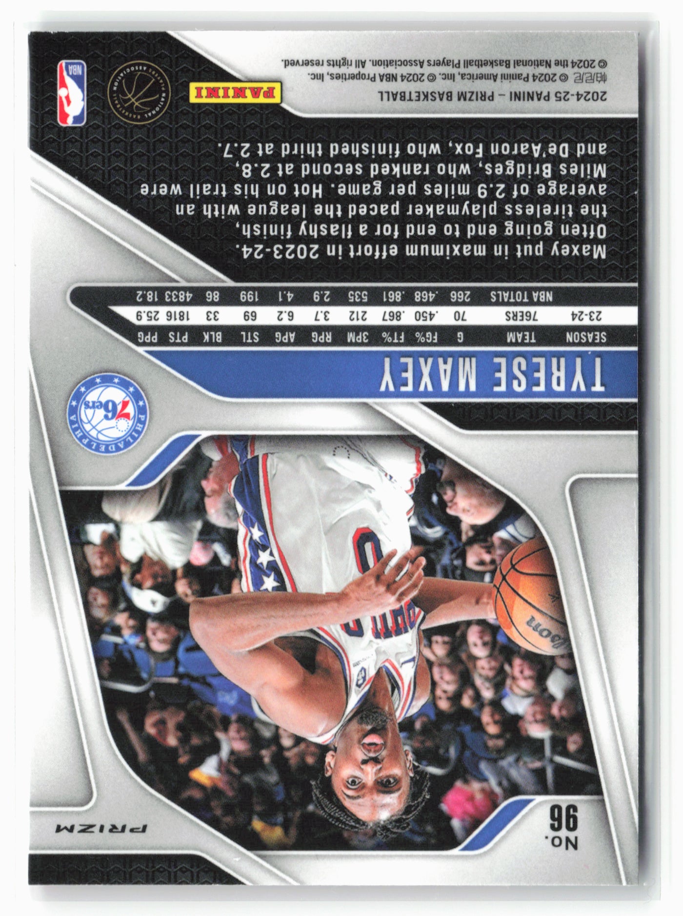 2024-25 Panini Prizm #96 Tyrese Maxey Prizms Pink Ice