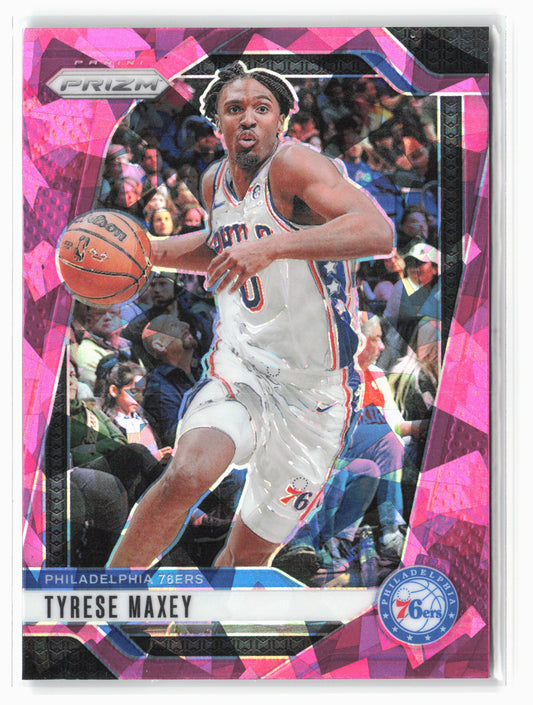 2024-25 Panini Prizm #96 Tyrese Maxey Prizms Pink Ice