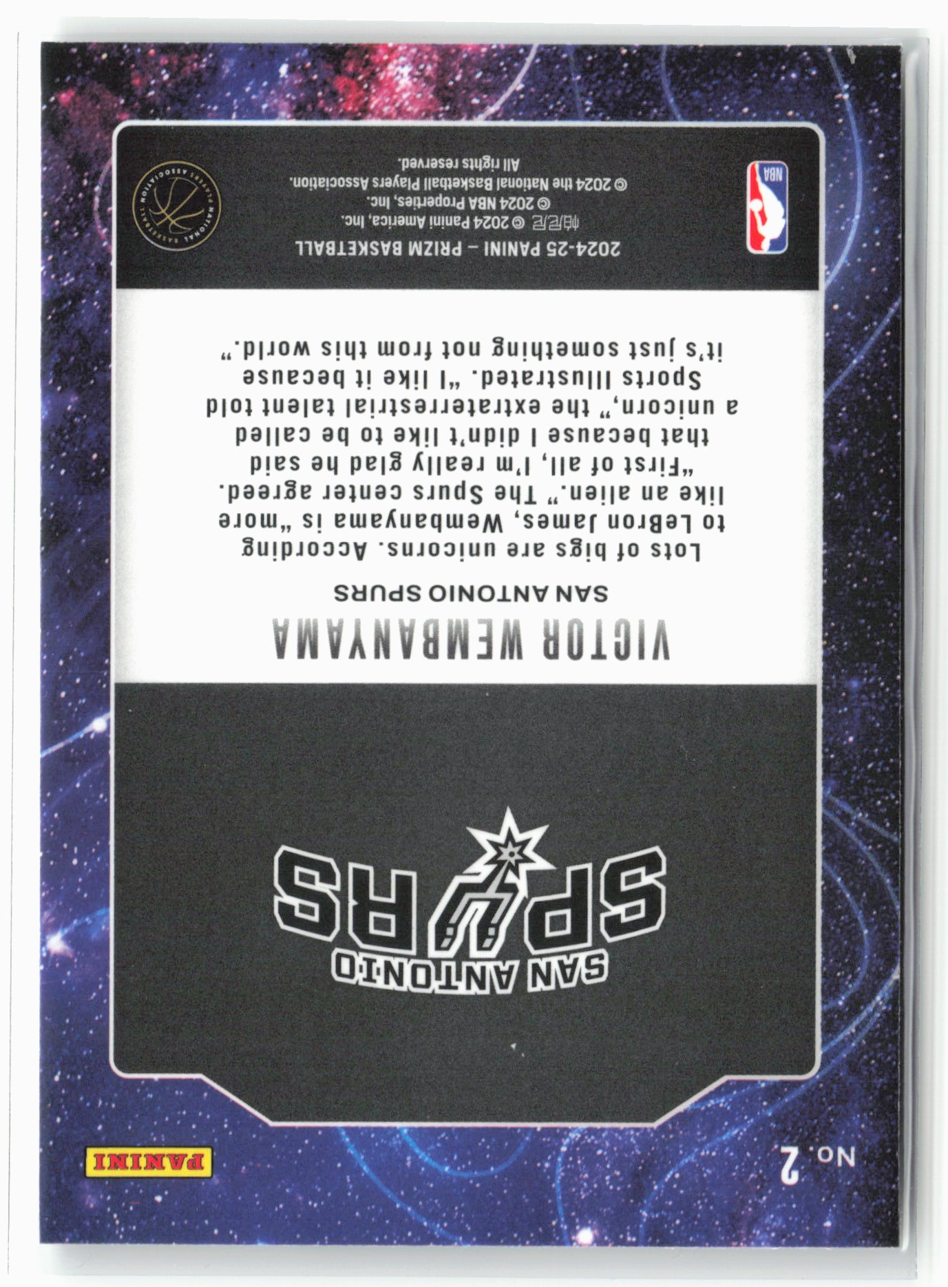 2024-25 Panini Prizm #2 Victor Wembanyama Deep Space