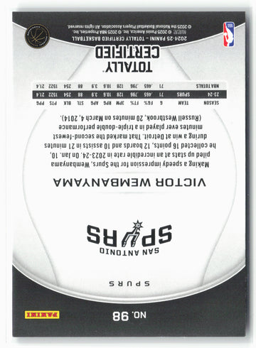 2024-25 Panini Totally Certified #98 Victor Wembanyama