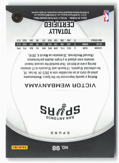 2024-25 Panini Totally Certified #98 Victor Wembanyama