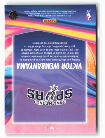2023-24 Panini Premium Stock #5 Victor Wembanyama Anti Gravity