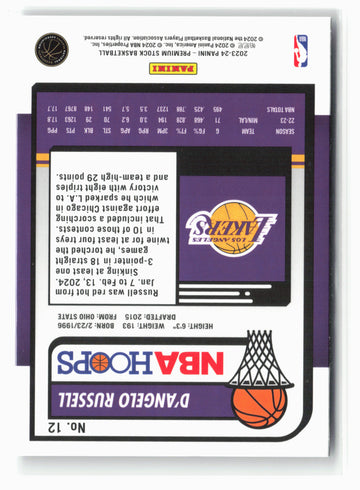 2023-24 Panini Premium Stock #12 D'Angelo Russell NM