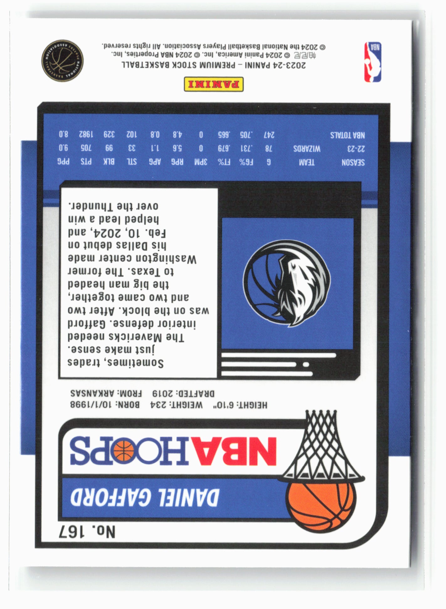 2023-24 Panini Premium Stock #167 Daniel Gafford NM