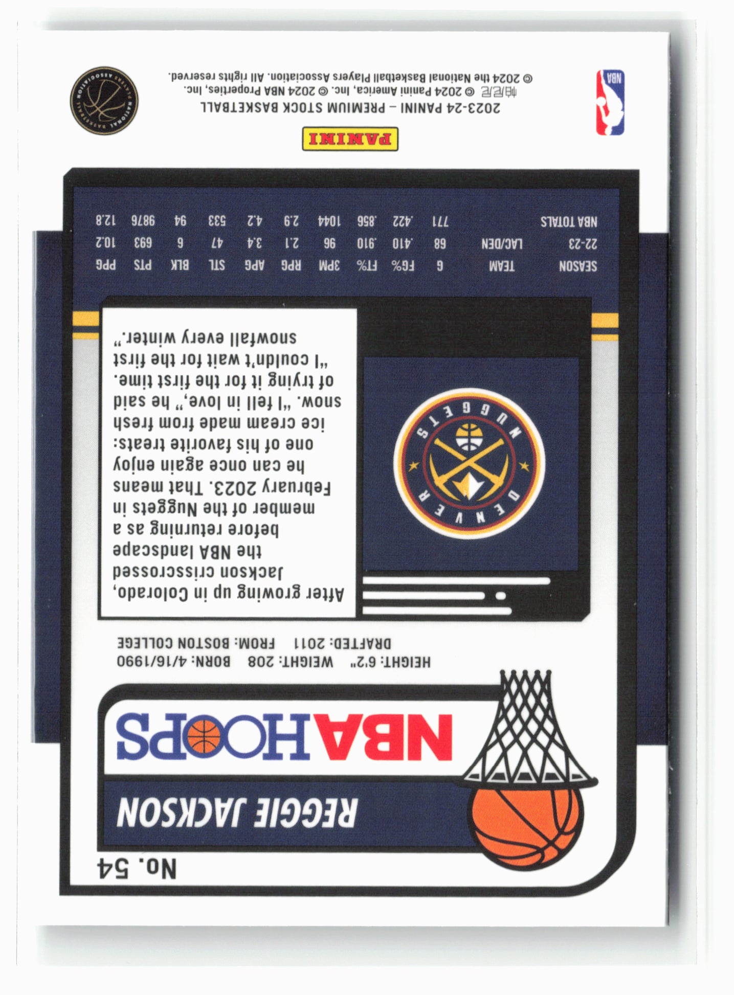 2023-24 Panini Premium Stock #54 Reggie Jackson NM