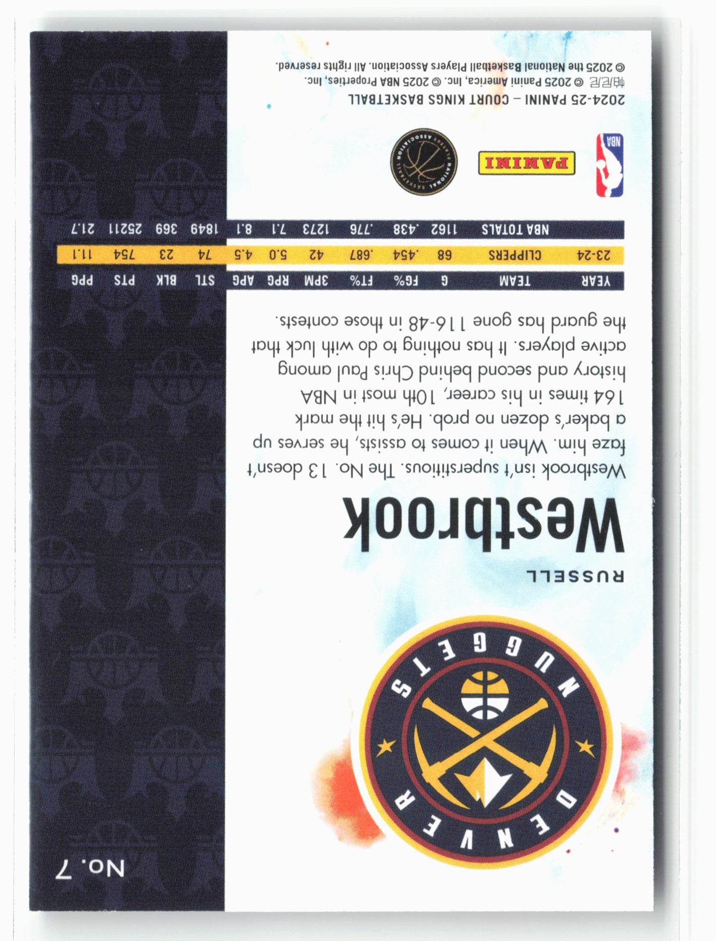 2024-25 Panini Court Kings #7 Russell Westbrook