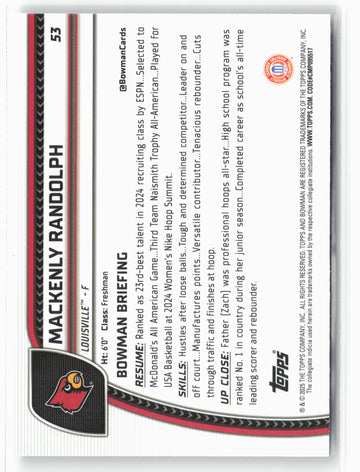 2024-25 Bowman University Chrome #53 Mackenly Randolph