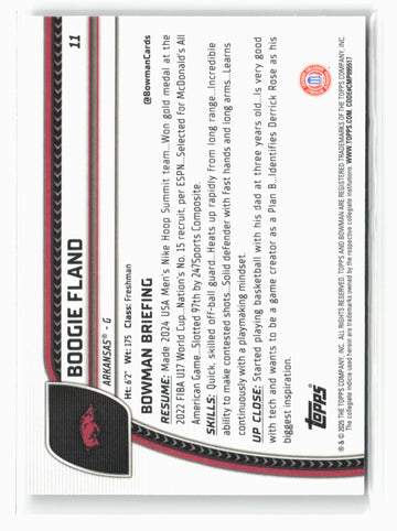 2024-25 Bowman University Chrome #11 Boogie Fland