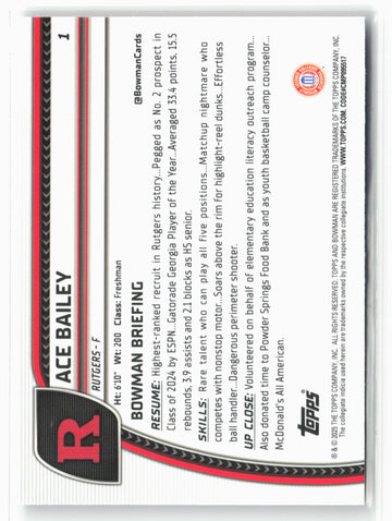 2024-25 Bowman University Chrome #1 Ace Bailey