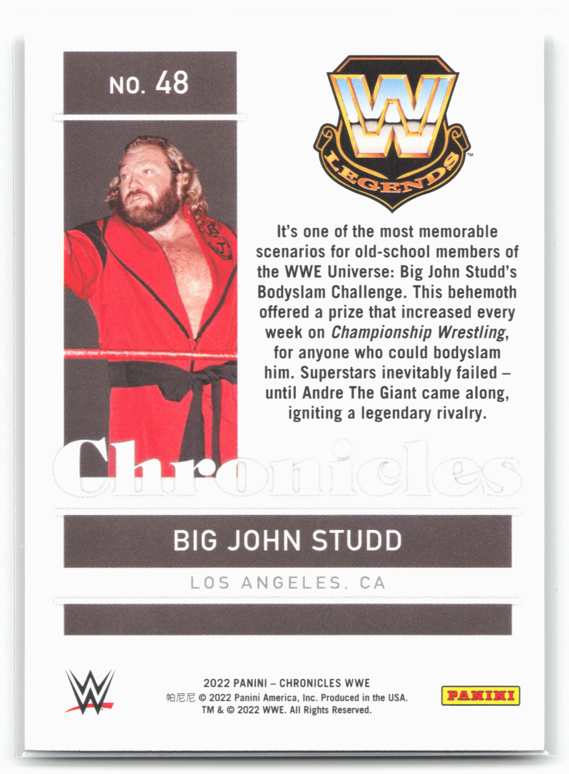 2022 Panini Chronicles WWE #48 Big John Studd