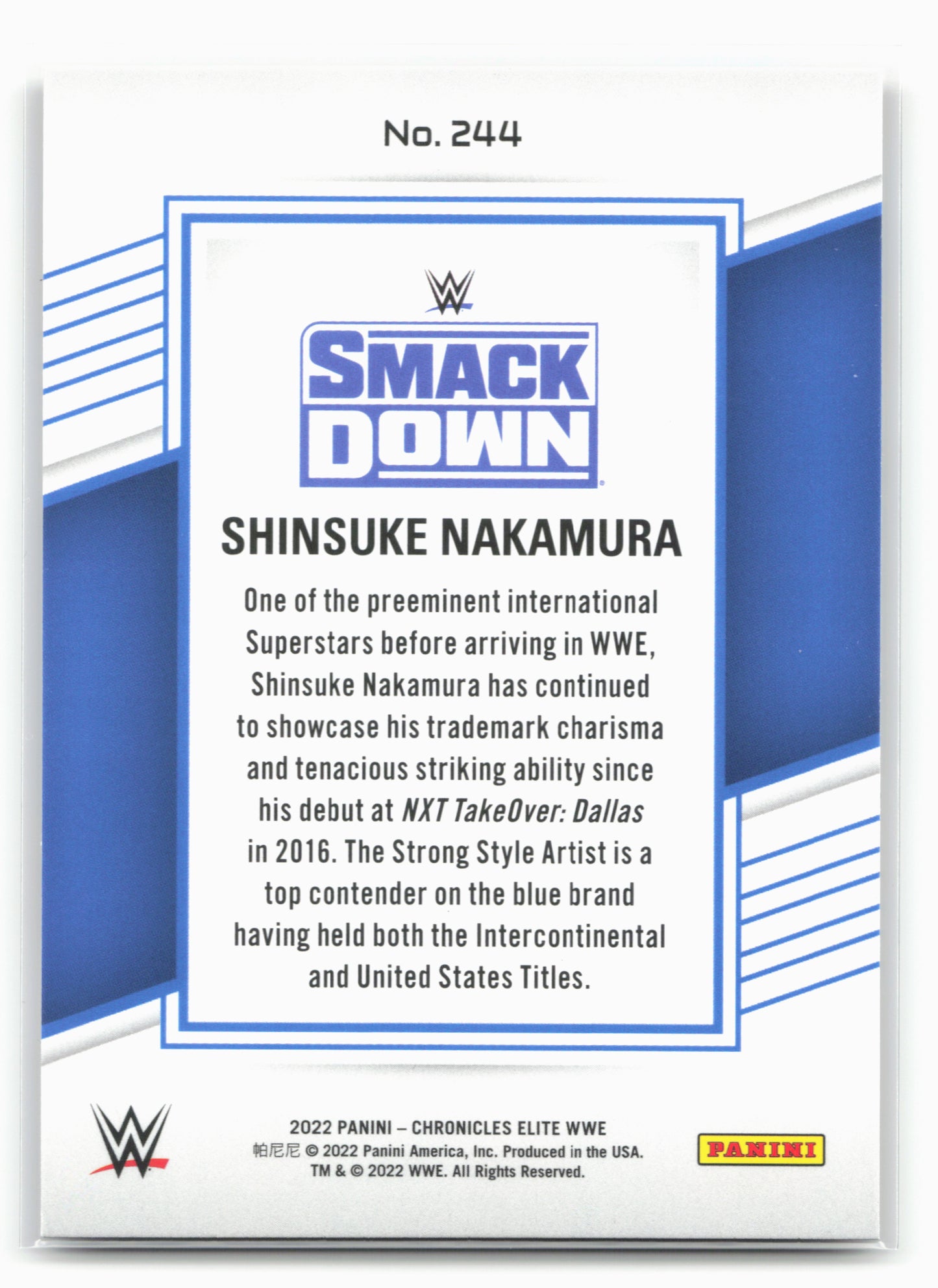2022 Panini Chronicles WWE #244 Shinsuke Nakamura Bronze