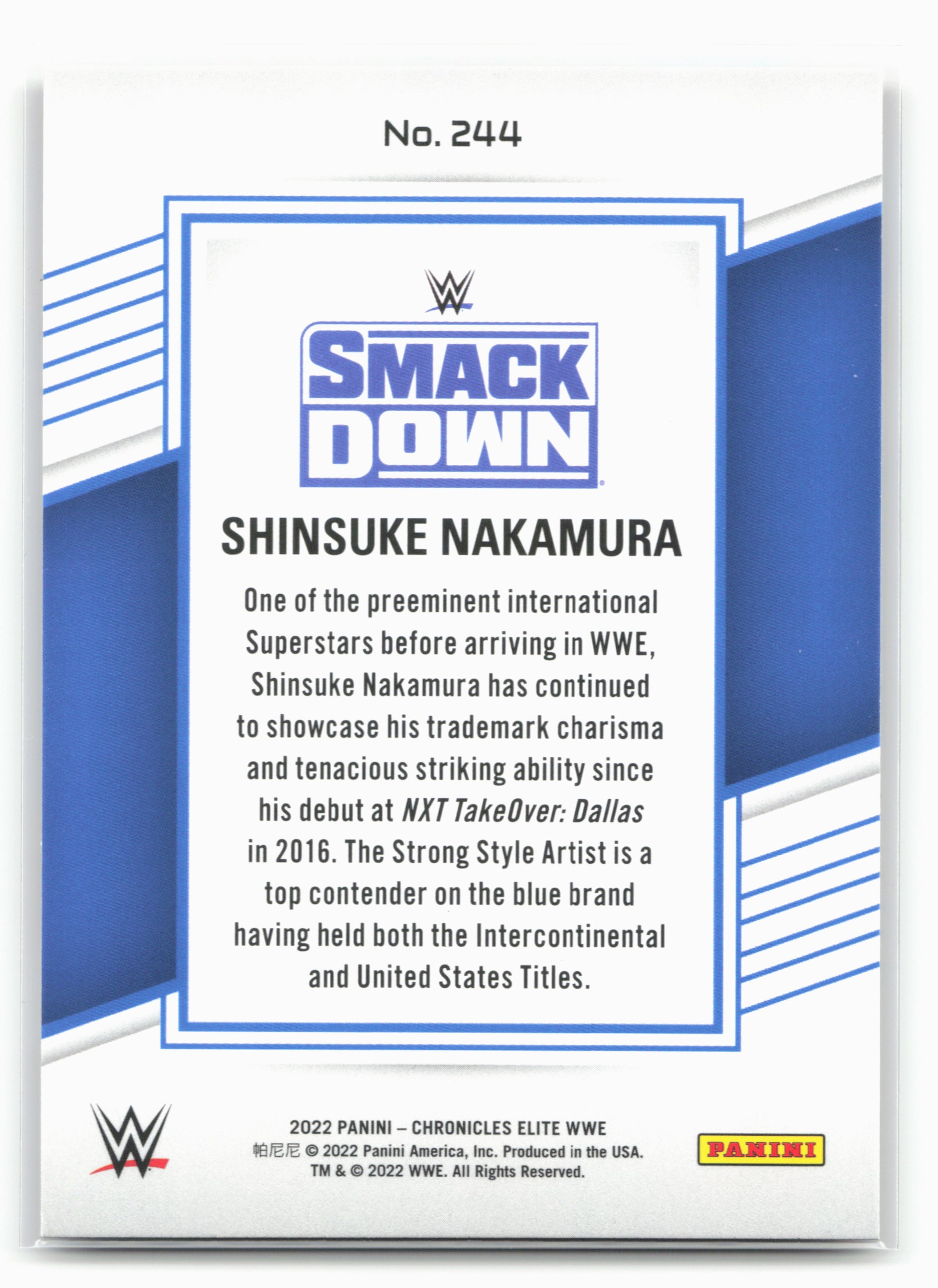 2022 Panini Chronicles WWE #244 Shinsuke Nakamura Bronze