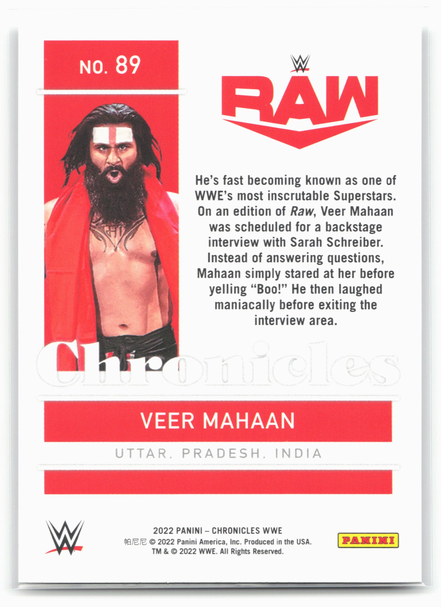 2022 Panini Chronicles WWE #89 Veer Mahaan