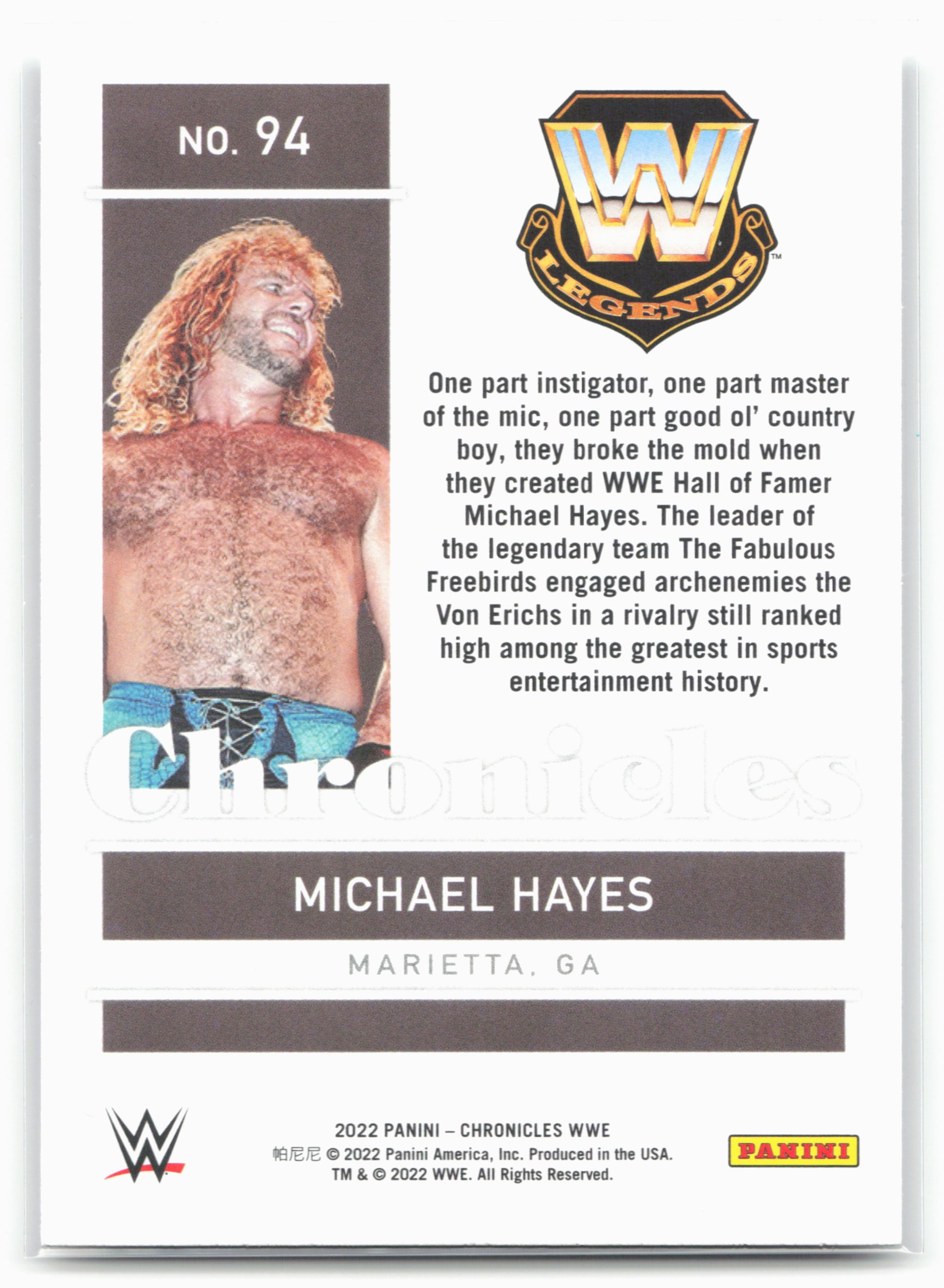 2022 Panini Chronicles WWE #94 Michael Hayes Bronze