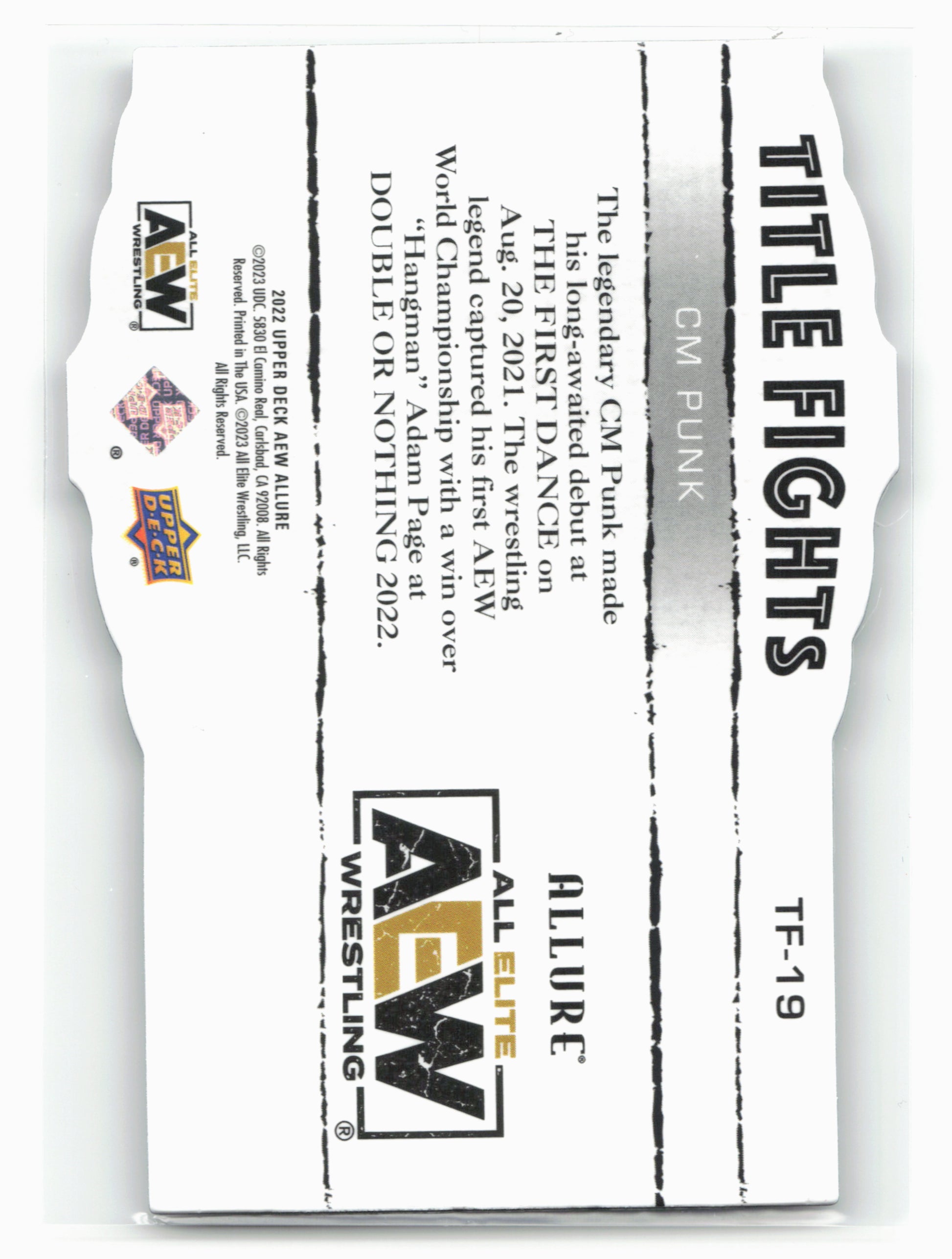 2022 Upper Deck Allure AEW #TF-19 CM Punk Title Fights