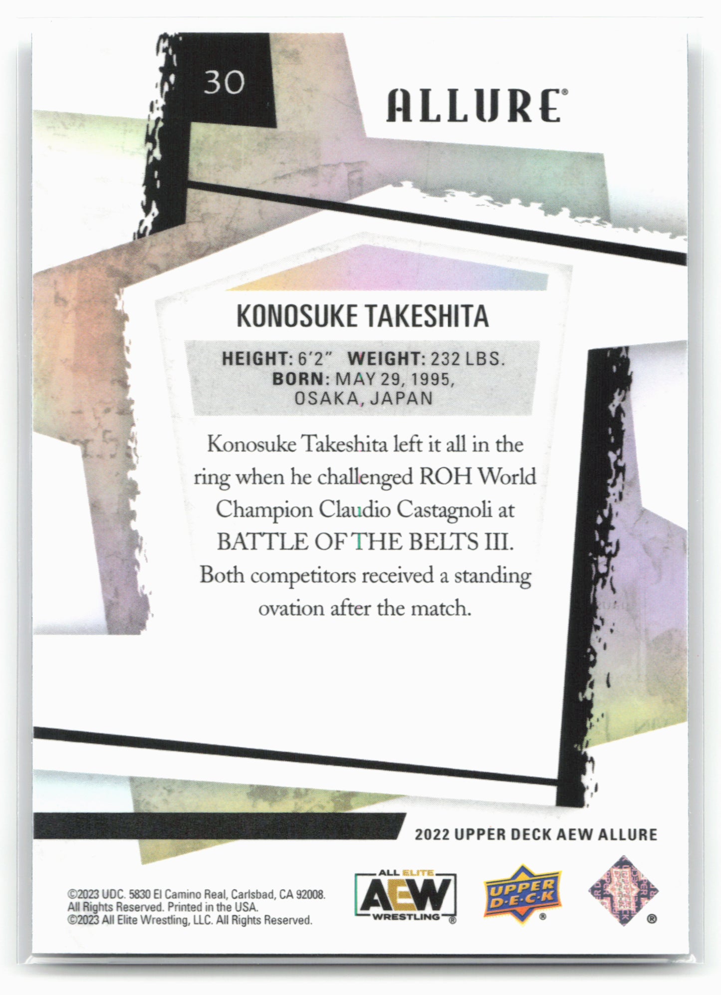 2022 Upper Deck Allure AEW #30 Konosuke Takeshita