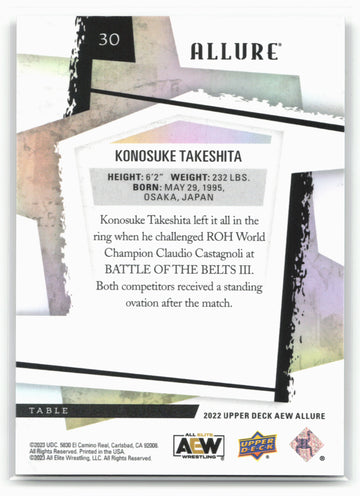 2022 Upper Deck Allure AEW #30 Konosuke Takeshita Table