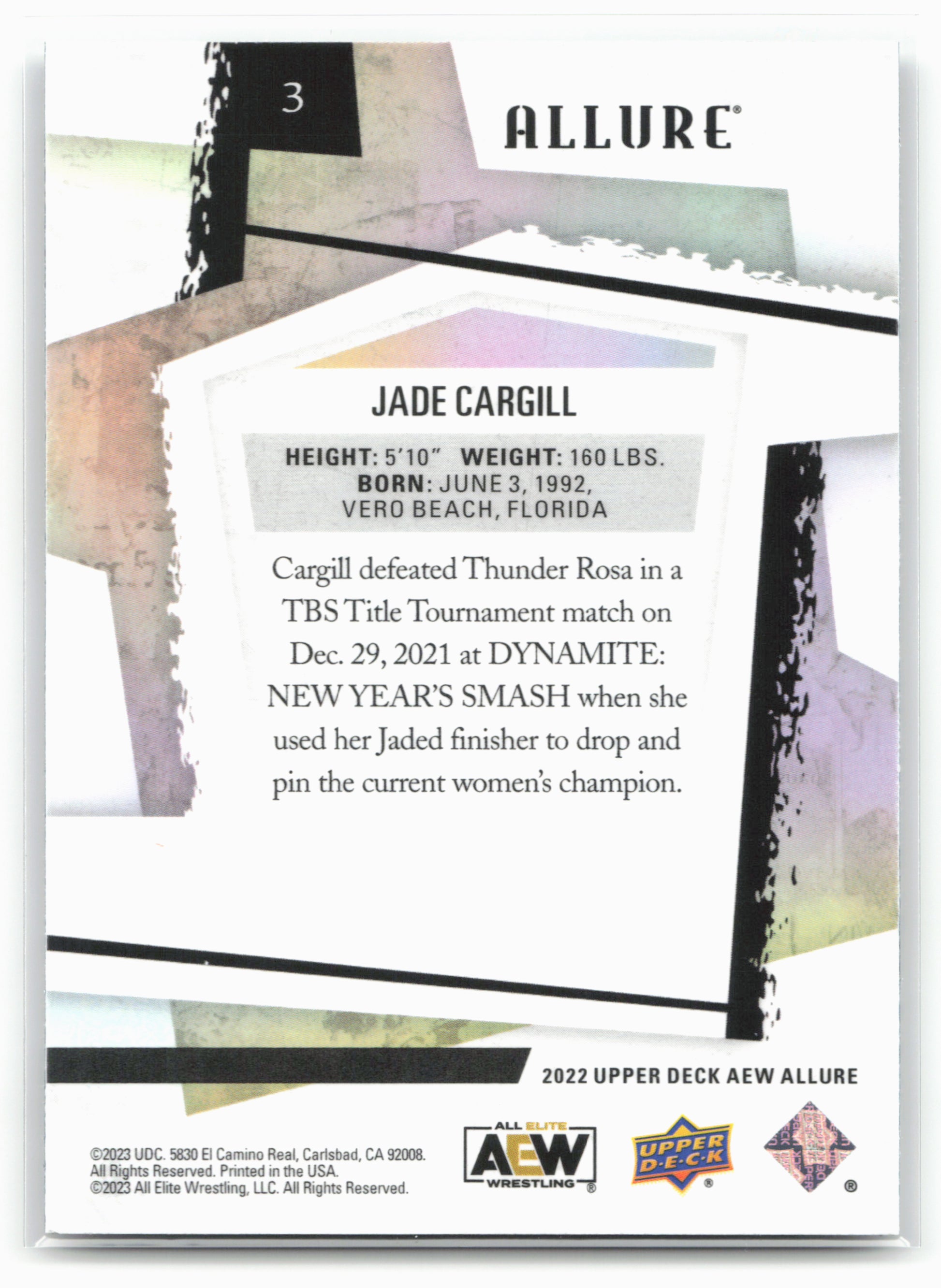 2022 Upper Deck Allure AEW #3 Jade Cargill