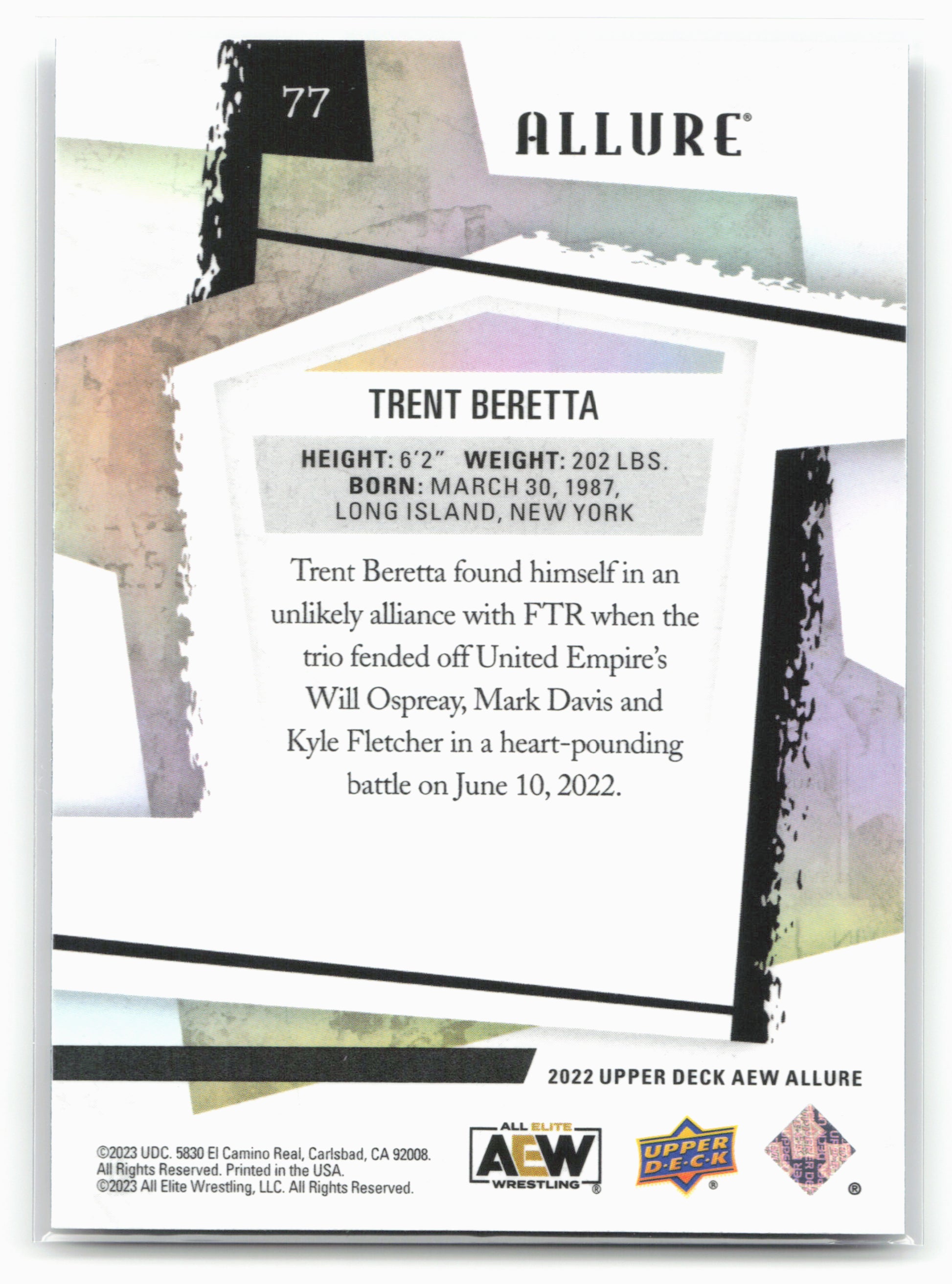 2022 Upper Deck Allure AEW #77 Trent Beretta