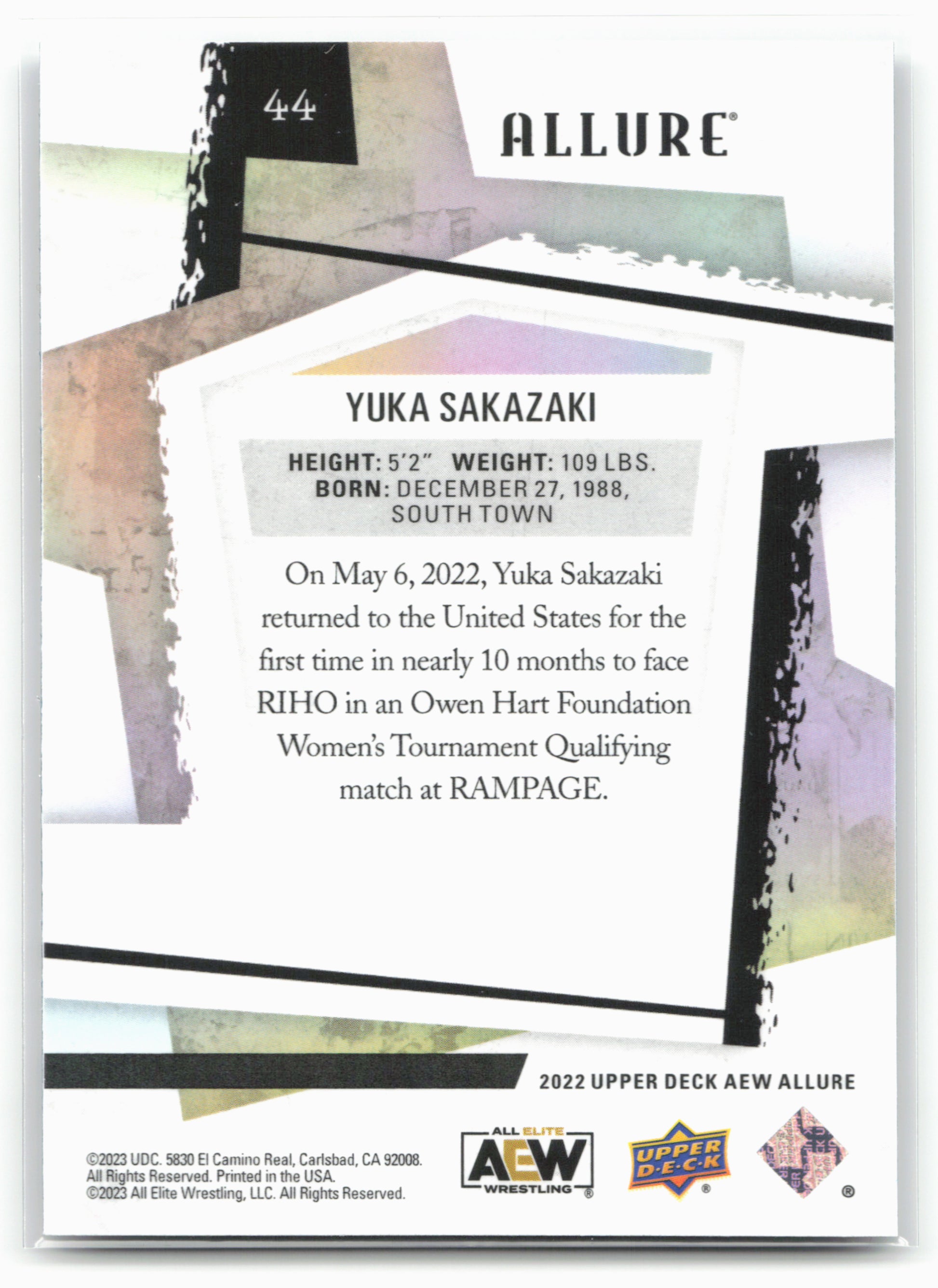 2022 Upper Deck Allure AEW #44 Yuka Sakazaki