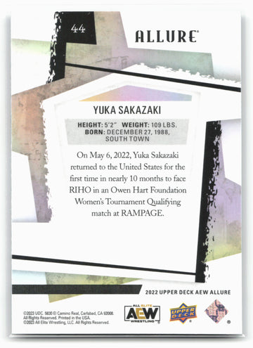 2022 Upper Deck Allure AEW #44 Yuka Sakazaki