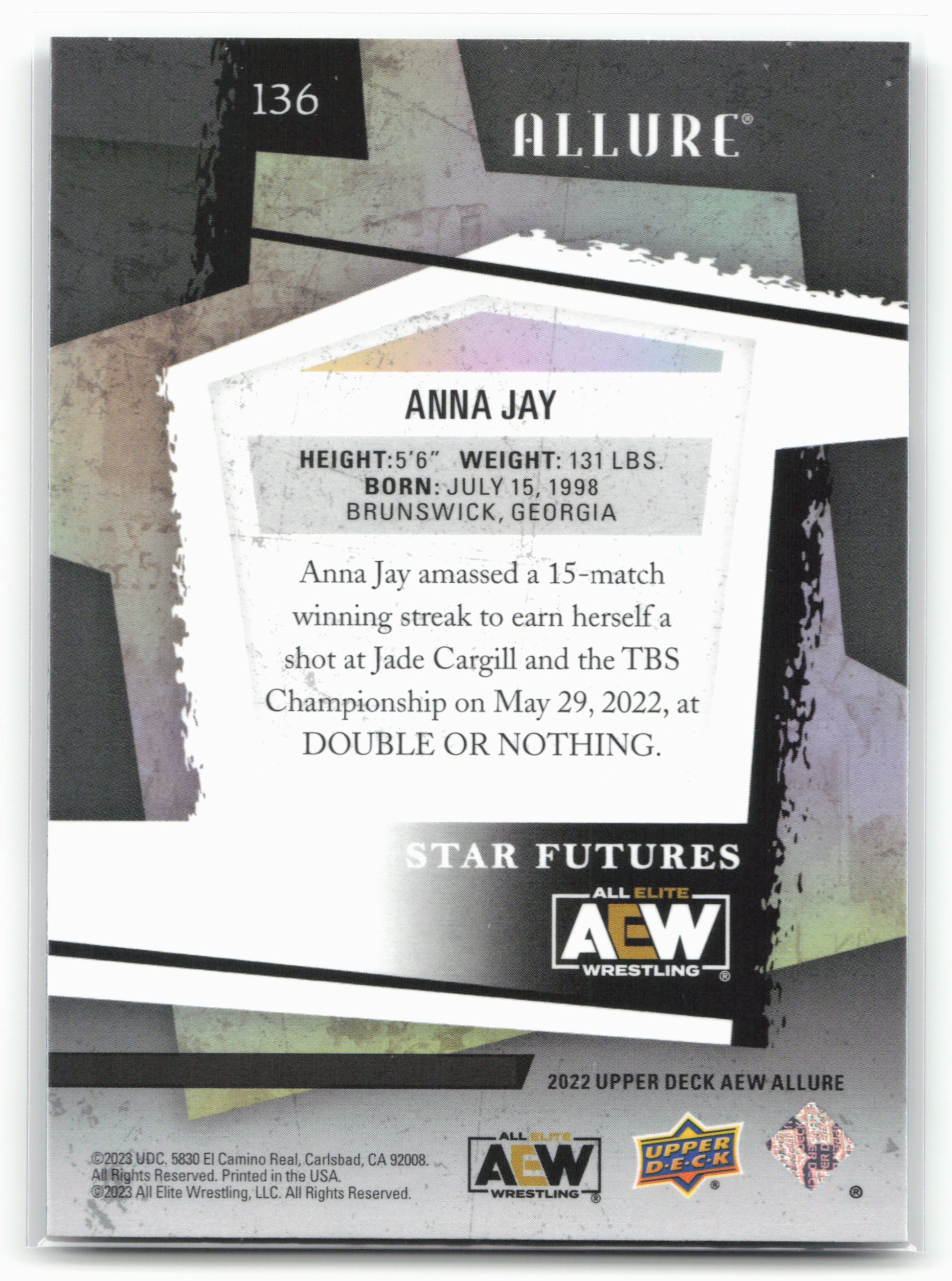 2022 Upper Deck Allure AEW #136 Anna Jay