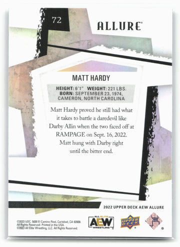2022 Upper Deck Allure AEW #72 Matt Hardy