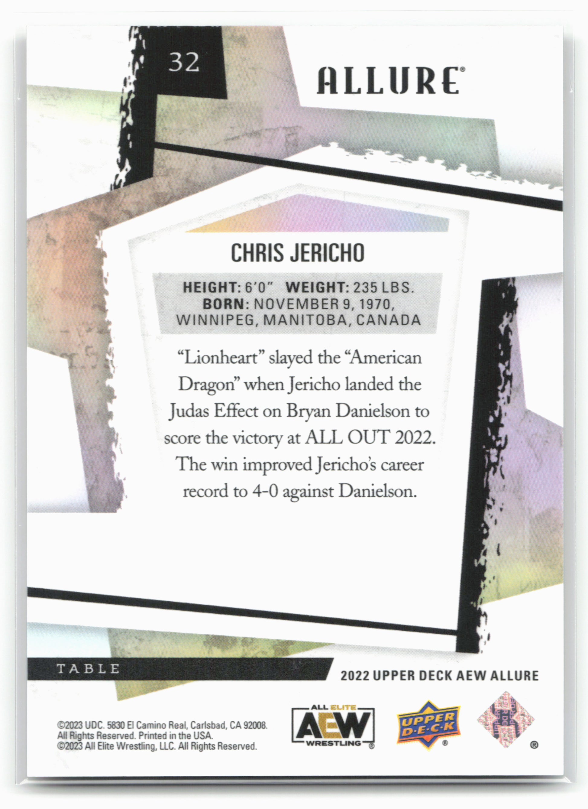 2022 Upper Deck Allure AEW #32 Chris Jericho Table