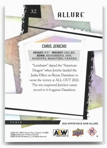 2022 Upper Deck Allure AEW #32 Chris Jericho Table