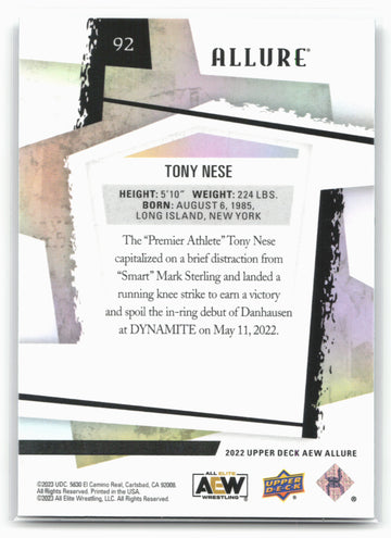 2022 Upper Deck Allure AEW #92 Tony Nese