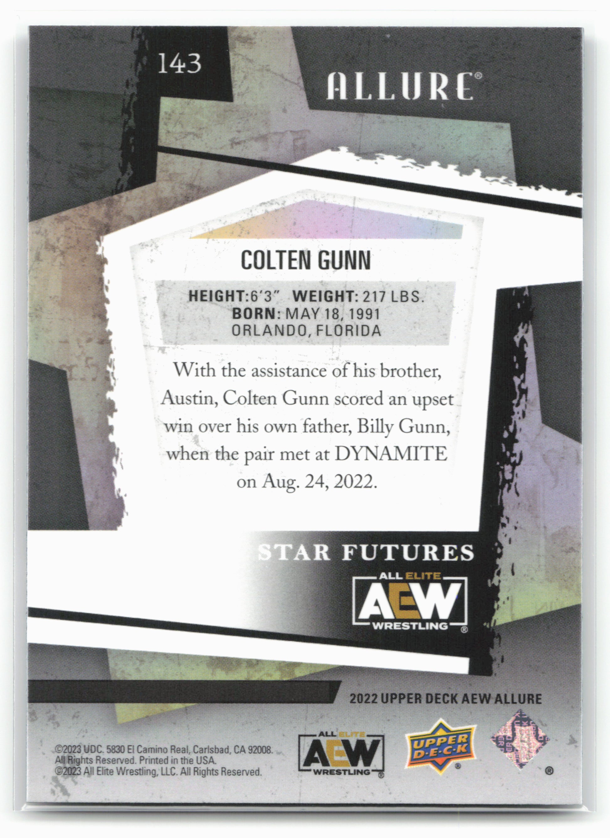 2022 Upper Deck Allure AEW #143 Colten Gunn